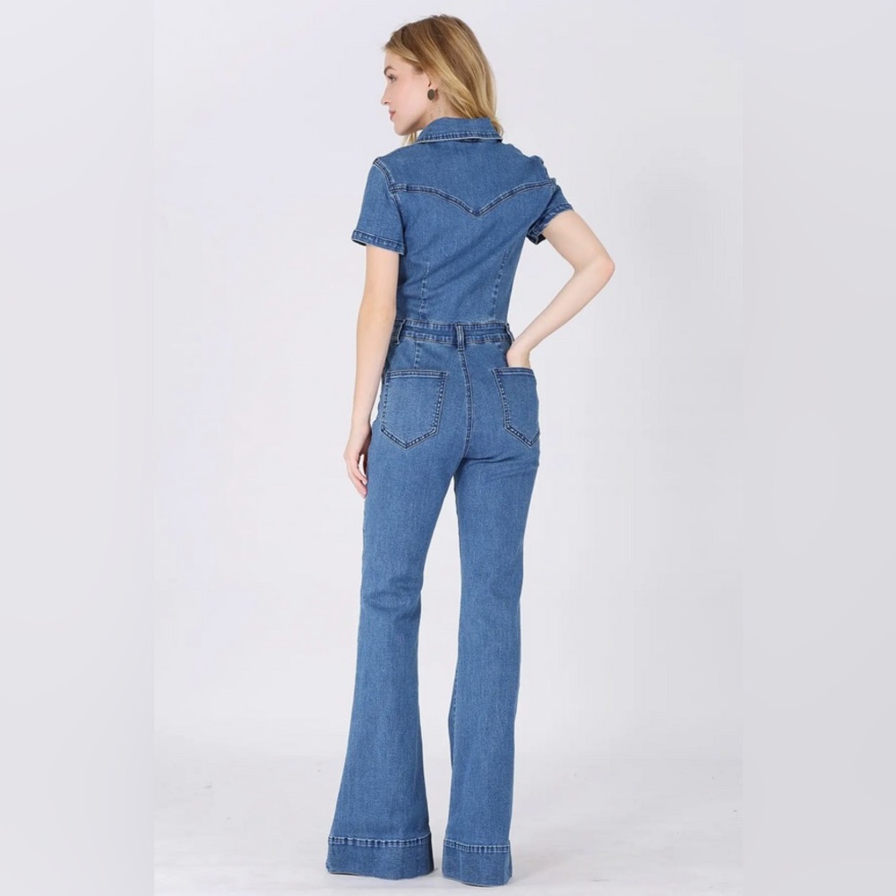 Wisteria Lane Denim Jumpsuit - Size Medium - Picture 3 of 5